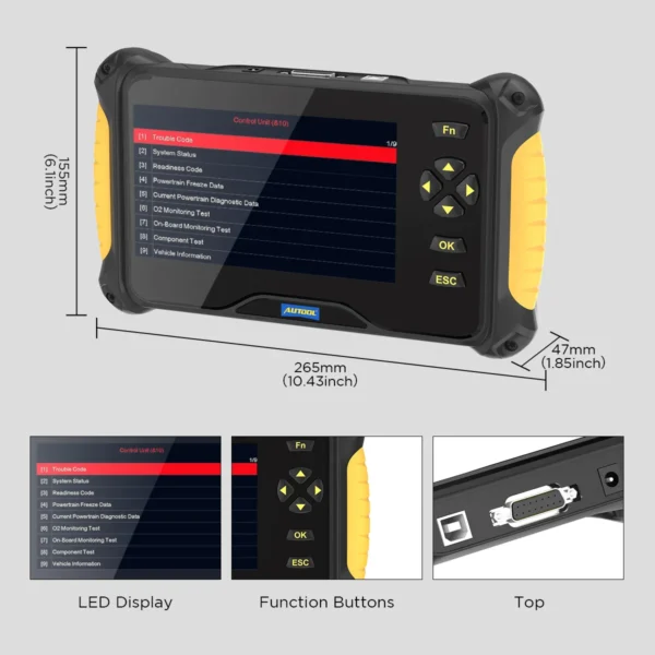 AUTOOL CS605 ALL System Car OBDII Diagnostic Tools Auto Scan Tool Engine ABS Code Reader Oil EPB SAS ABS Bleeding Throttle Reset - Image 4