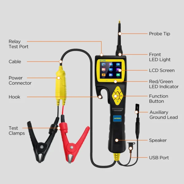 AUTOOL BT280 Car Electrical Circuit Tester with Fuel Injector Tester Power Probe Auto Scanner Electric System Tester PK pb100 - Image 2