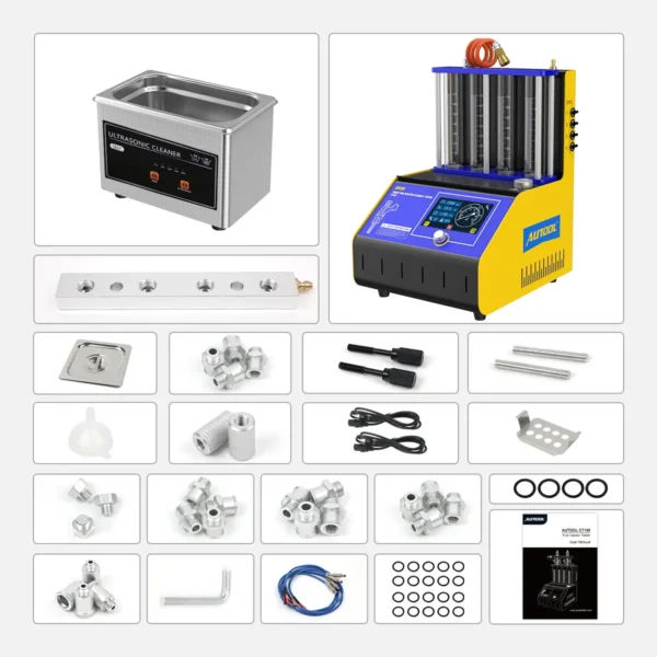 AUTOOL CT180 Intelligent Upgrade Fuel Injector Tester Cleaning Machine Injector Ultrasonic Cleaner 4-Cylinders 110V 220V for GDI - Image 2