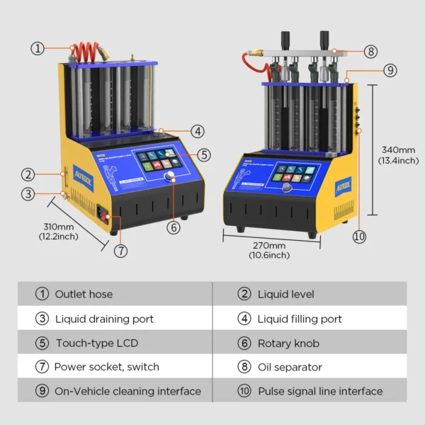AUTOOL CT180 Intelligent Upgrade Fuel Injector Tester Cleaning Machine Injector Ultrasonic Cleaner 4-Cylinders 110V 220V for GDI - Image 6