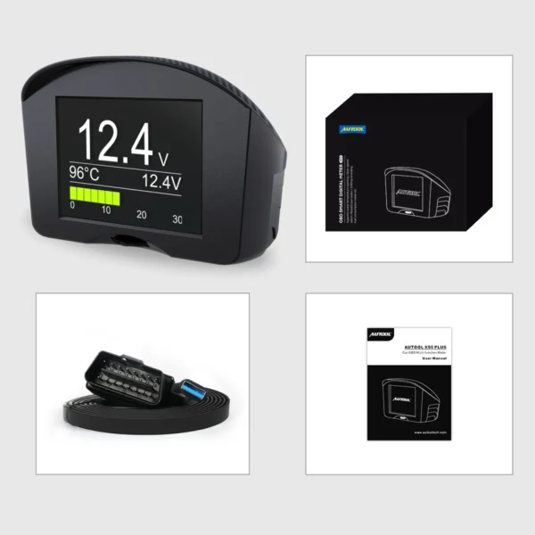 AUTOOL X50 Plus Multi-Function Car OBD Smart Digital Meter Alarm Water Temperature Gauge Digital Voltage Speed Meter Display - Image 3
