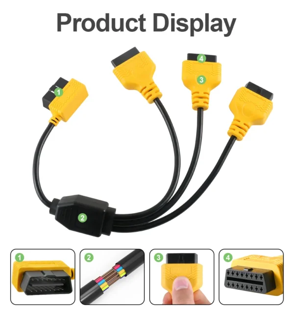 AUTOOL OBD2 Splitter Cable OBD 2 Extend Y Cables 1 to 3 Converter Adapter Wire 50cm J1962M to 3-J1962F OBD2 Extension Split Cord - Image 3