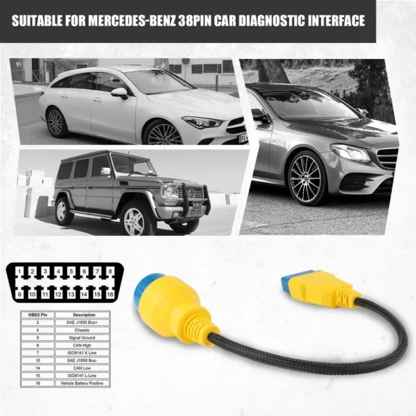 AUTOOL 42CM OBD2 Extension Cable Connector for 38pin BENZ OBD2 Adapter Wire Nylon OBDII Male to Female Extension Cord - Image 4
