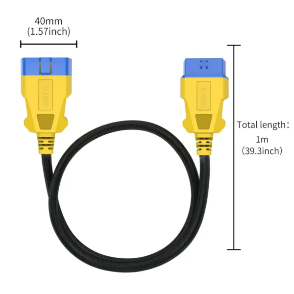 AUTOOL 100CM 1M OBD2 Extension Cable Famale 16Pin with OBD Scanner Bluetooth Waterproof Nylon Strongthen Anti-Scalding Adapter - Image 2