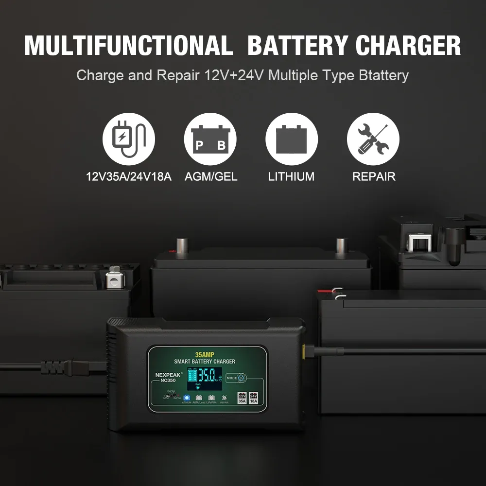 NEXPEAK NC350 Car Battery Charger 35A 12V 24V For Truck Motorcycle Fully Automatic Fast charging Automotive Battery Chargers - Image 3