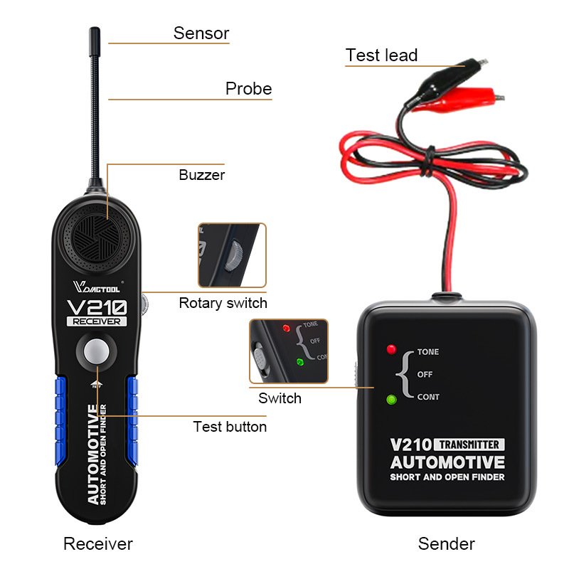 VDIAGTOOL V210 6-42V Automotive Circuit Tester Car Short Circuit and Open Circuit Detection - Image 2