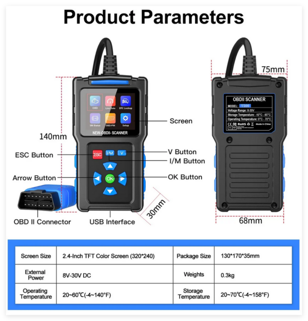 Jdiag T200 Car OBD2 Scanner Fault Code Reader Clear Digital Display Automobile Diagnostic Tool Car Engine Analyzer I/M Ready Tester - Image 7