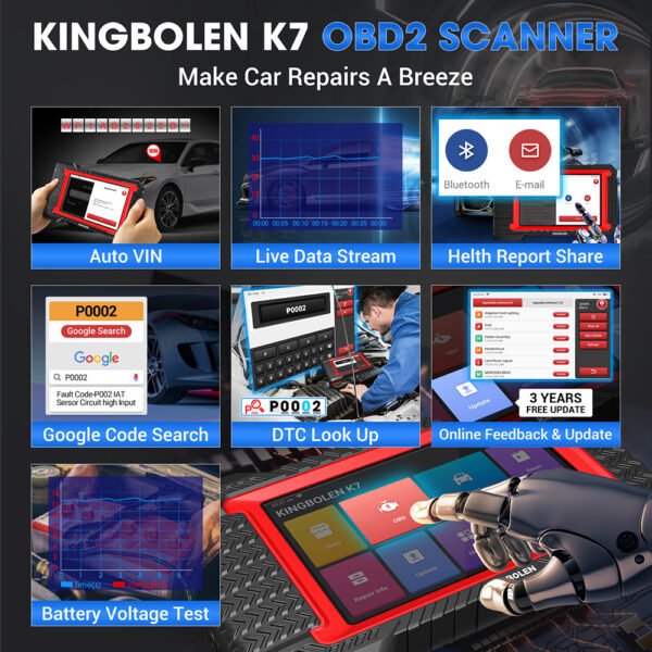 KINGBOLEN K7 All System Diagnostic Tool ECU Coding Active Test 31 Reset Function 7 inch Tablet HD Display PK MK808 LAUNCH X431 CRP919E - Image 9